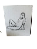 Charcoal Expressionism Drawing of Nude Posed Man