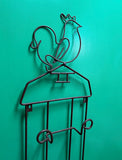 Vintage Black Metal Rooster Wall Hanging Plate Holder