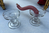 Pair of Glass Champagne Style Candlestick Holders