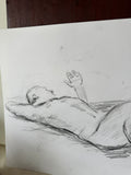 Front and Back Charcoal Drawing of a Man Lying Down