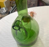Italian Green Glass Vintage Wine Decanter With Straw Stopper