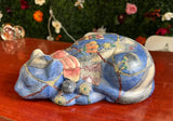 Ceramic Blue Hand Painted Decorative Cat