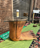 Wooden Foot Table Base With Glass Top