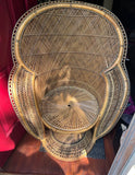 Petite Vintage Wicker Peacock Chair and Cushion