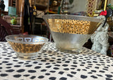 Pair of Gold Accent Greek Key Serving Glass Bowls