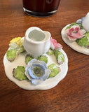 Pair of Ceramic Floral Candlestick Holders