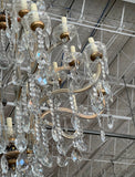 1980s Large Crystal and Brass Chandelier
