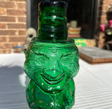 Green Glass Sculptural Man Decanter