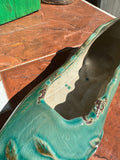 Ceramic Teal Woman's Flat Shoe Sculpture