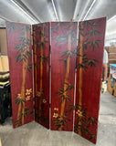 Crimson Red Bamboo Themed Room Divider Coromandel Screen