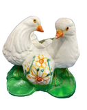 Chalkware Birds Sculpture With Floral Details