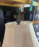 Pair of Vintage Metal Work Table Lamps With Leaf Accents