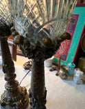 Pair of Brass and Glass Detailed Lamps