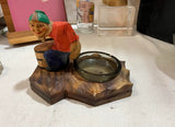 1950s Wooden and Glass Gag Gift Ashtray
