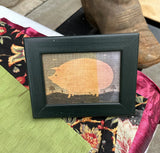 Small Rustic Pig Print in Black Frame