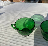 Emerald Green Glass Pair of Mugs for Punch or Coffee
