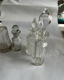 Vintage Collection of Miniature Glass Perfume Bottles With Silver Accents- Set of 6