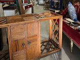 Vintage Bamboo Detailed Console Table With Storage