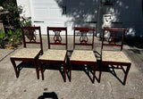 Antique Harp Lyre Back Wooden Dining Chairs- Set of 4