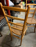 Pair of Wooden Canned Seated Ladder Back Chairs