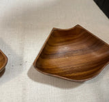 Collection of Wooden Carved Bowls in a Flower Style