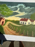 Farmhouse and Barn Countryside Landscape Painting on Canvas