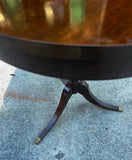 1970s Mid Century Modern Wooden Round Side Table With Brass Claw Feet