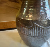 Vintage Hand Made Brown Ceramic Detailed Pottery Vase