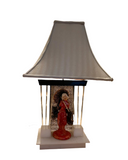 Chinoiserie Lucite Ceramic Red Lady Lamp