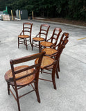 Antique Victorian Walnut Caned Dining Chairs- Set of 6