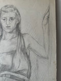 Vintage Drawing of a Woman, Signed C Barnes