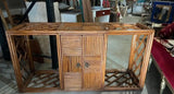 Vintage Bamboo Detailed Console Table With Storage