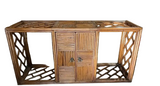 Vintage Bamboo Detailed Console Table With Storage