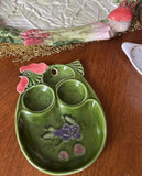 Vintage Green Ceramic Deviled Egg Chicken Plate