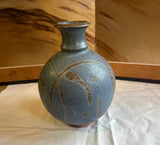 Vintage Blue Asian Abstract Pottery Vase