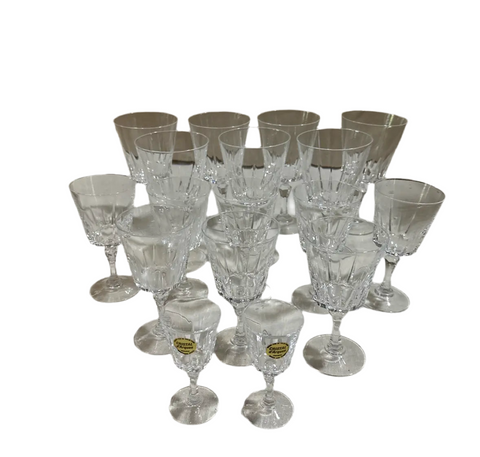 Large Collection of French Crystal Glasses- Set of 17