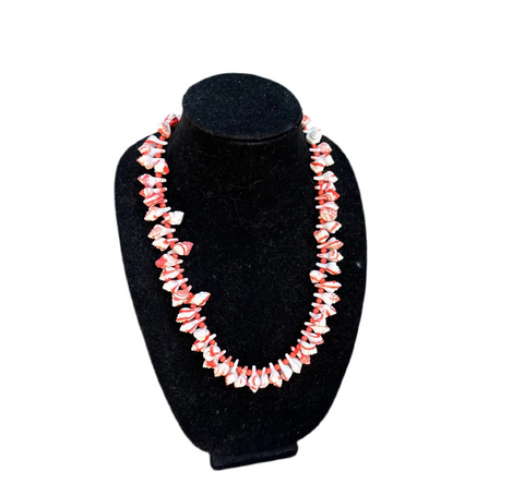 Plastic Pink Shell Long Necklace