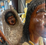 Large Wooden Hand Made Native American Life Size Sculpture