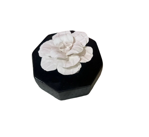 Black and White Ceramic Perfume Dispenser With Floral Details