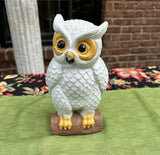 Stone Painted Owl Sculpture