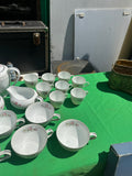 Mikasa First Love Collection of Plates and Tea Set With Pink Rose Accents