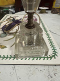 Vintage Small Glass Detailed Art Deco Lamp