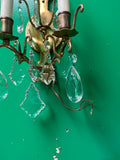 Pair of Brass Sconces With Crystals