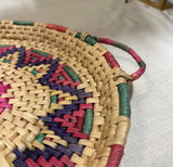 Large Wicker Colorful Woven Spanish Style Decorative Tray