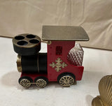 Vintage Train Bottle and Shot Glass Holder- Set of 6