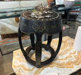 Vintage Asian Style Black Wooden Plant Stand With Mother of Pearl Accents, Slight Condition Issues