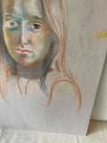 Front and Back Color Pencil Drawing Portrait of Girl