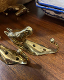 Pair of Solid Brass Equestrian Style Wall Hooks