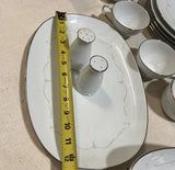 Collection of Noritake Silver Rimmed Plates and Serving Pieces- Set of 24