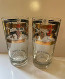 1970s Hollywood Regency 22kt Gold Briard Style Highball Cocktail Glasses - Pair